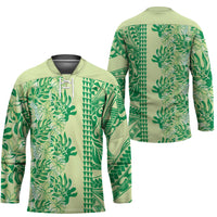Lime Green Hibiscus Monstera Seamless Kakau Hawaii Hockey Jersey LT14 - Polynesian Pride