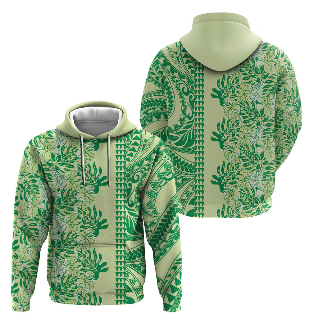 Lime Green Hibiscus Monstera Seamless Kakau Hawaii Hoodie LT14 - Polynesian Pride