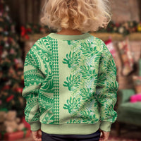 Lime Green Hibiscus Monstera Seamless Kakau Hawaii Kid Ugly Christmas Sweater LT14 - Polynesian Pride