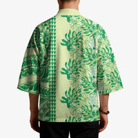Lime Green Hibiscus Monstera Seamless Kakau Hawaii Kimono LT14 - Polynesian Pride