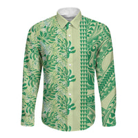 Lime Green Hibiscus Monstera Seamless Kakau Hawaii Long Sleeve Button Shirt LT14 Unisex Lime Green - Polynesian Pride