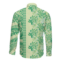 Lime Green Hibiscus Monstera Seamless Kakau Hawaii Long Sleeve Button Shirt LT14 - Polynesian Pride