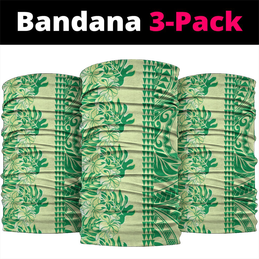 Lime Green Hibiscus Monstera Seamless Kakau Hawaii Neck Gaiter LT14 package One Size: 25*50cm Lime Green - Polynesian Pride