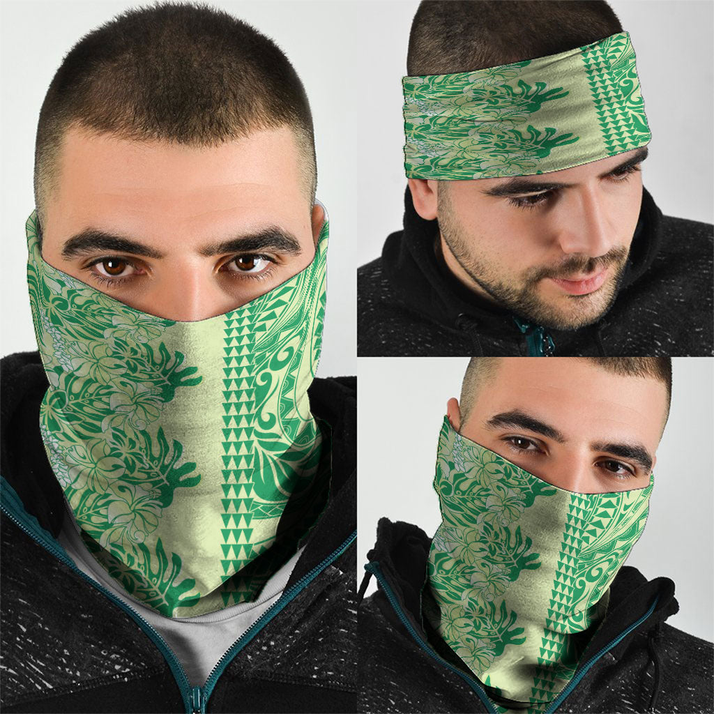 Lime Green Hibiscus Monstera Seamless Kakau Hawaii Neck Gaiter LT14 - Polynesian Pride