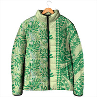 Lime Green Hibiscus Monstera Seamless Kakau Hawaii Padded Jacket LT14 - Polynesian Pride