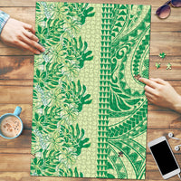 Lime Green Hibiscus Monstera Seamless Kakau Hawaii Puzzle LT14 Lime Green - Polynesian Pride