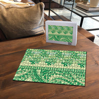 Lime Green Hibiscus Monstera Seamless Kakau Hawaii Puzzle LT14 - Polynesian Pride