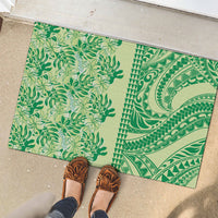 Lime Green Hibiscus Monstera Seamless Kakau Hawaii Rubber Doormat LT14 - Polynesian Pride
