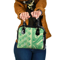 Lime Green Hibiscus Monstera Seamless Kakau Hawaii Shoulder Handbag LT14 One Size Lime Green - Polynesian Pride