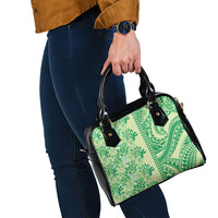 Lime Green Hibiscus Monstera Seamless Kakau Hawaii Shoulder Handbag LT14 - Polynesian Pride