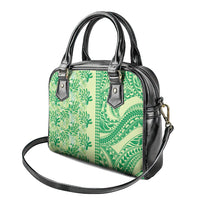 Lime Green Hibiscus Monstera Seamless Kakau Hawaii Shoulder Handbag LT14 - Polynesian Pride