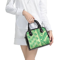 Lime Green Hibiscus Monstera Seamless Kakau Hawaii Shoulder Handbag LT14 - Polynesian Pride