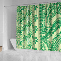 Lime Green Hibiscus Monstera Seamless Kakau Hawaii Shower Curtain LT14 - Polynesian Pride