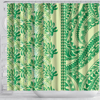 Lime Green Hibiscus Monstera Seamless Kakau Hawaii Shower Curtain LT14 - Polynesian Pride