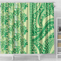 Lime Green Hibiscus Monstera Seamless Kakau Hawaii Shower Curtain LT14 - Polynesian Pride