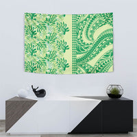 Lime Green Hibiscus Monstera Seamless Kakau Hawaii Tapestry LT14 - Polynesian Pride