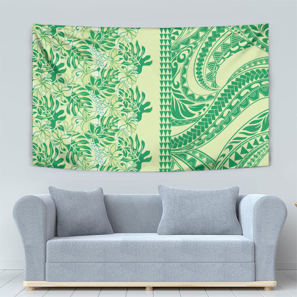 Lime Green Hibiscus Monstera Seamless Kakau Hawaii Tapestry LT14 - Polynesian Pride