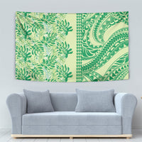 Lime Green Hibiscus Monstera Seamless Kakau Hawaii Tapestry LT14 - Polynesian Pride