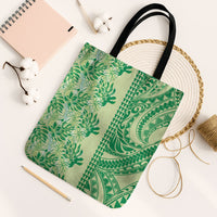 Lime Green Hibiscus Monstera Seamless Kakau Hawaii Tote Bag LT14 Black Strap One Size Lime Green - Polynesian Pride