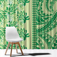 Lime Green Hibiscus Monstera Seamless Kakau Hawaii Window Curtain LT14 - Polynesian Pride