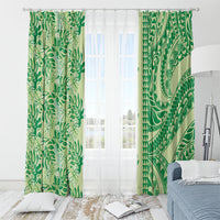 Lime Green Hibiscus Monstera Seamless Kakau Hawaii Window Curtain LT14 - Polynesian Pride