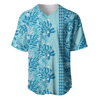 Cyan Hibiscus Monstera Seamless Kakau Hawaii Baseball Jersey LT14 Cyan - Polynesian Pride