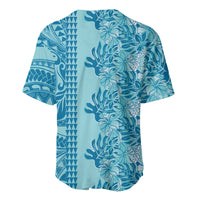 Cyan Hibiscus Monstera Seamless Kakau Hawaii Baseball Jersey LT14 - Polynesian Pride