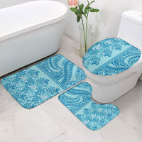Cyan Hibiscus Monstera Seamless Kakau Hawaii Bathroom Set LT14 - Polynesian Pride