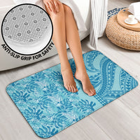 Cyan Hibiscus Monstera Seamless Kakau Hawaii Bathroom Set LT14 - Polynesian Pride