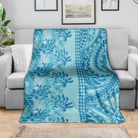 Cyan Hibiscus Monstera Seamless Kakau Hawaii Blanket LT14 - Polynesian Pride