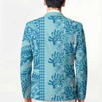 Cyan Hibiscus Monstera Seamless Kakau Hawaii Blazer LT14 - Polynesian Pride