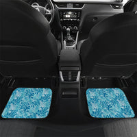 Cyan Hibiscus Monstera Seamless Kakau Hawaii Car Mats LT14 Set 2pcs - Back Cyan - Polynesian Pride