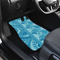 Cyan Hibiscus Monstera Seamless Kakau Hawaii Car Mats LT14 - Polynesian Pride