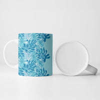 Cyan Hibiscus Monstera Seamless Kakau Hawaii Ceramic Mug LT14 - Polynesian Pride