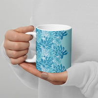 Cyan Hibiscus Monstera Seamless Kakau Hawaii Ceramic Mug LT14 - Polynesian Pride