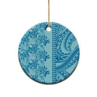 Cyan Hibiscus Monstera Seamless Kakau Hawaii Ceramic Ornament LT14 - Polynesian Pride