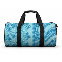 Cyan Hibiscus Monstera Seamless Kakau Hawaii Duffle Bag LT14 One size Cyan - Polynesian Pride