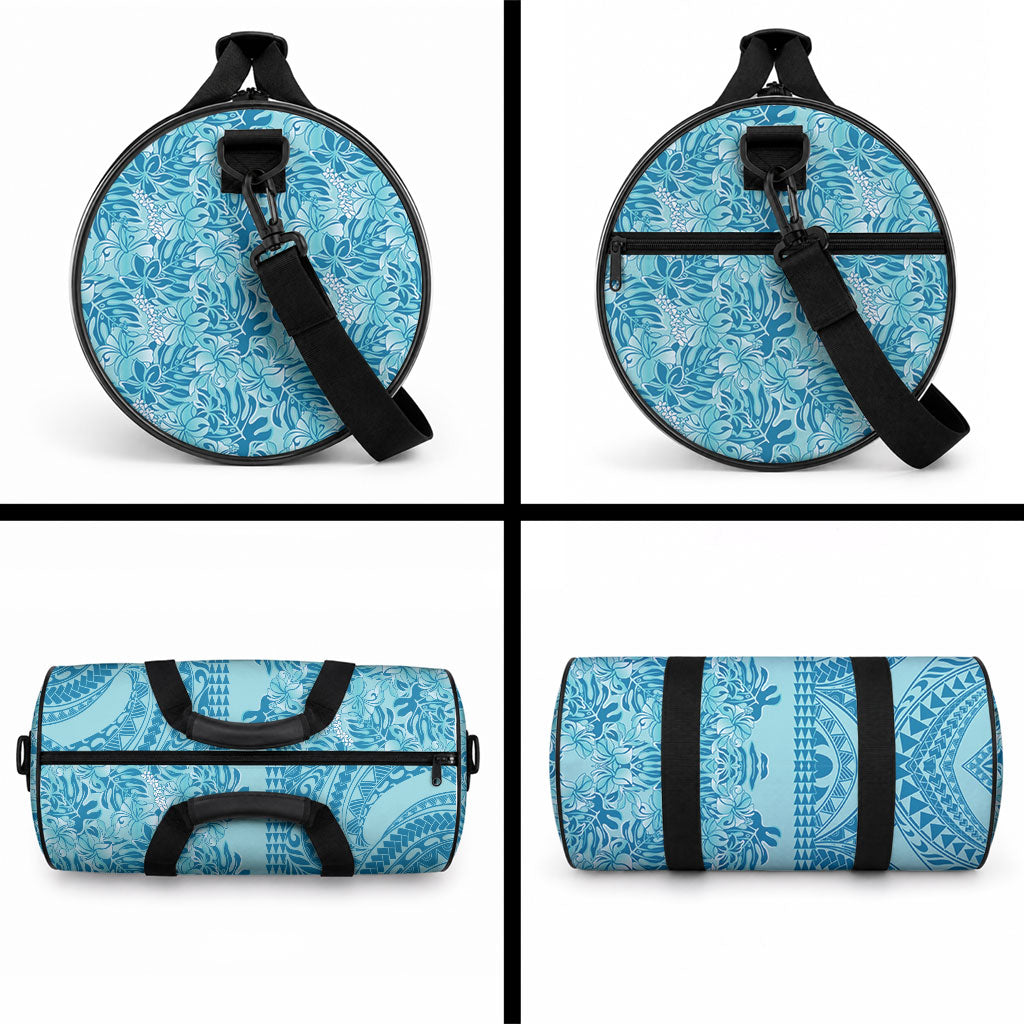 Cyan Hibiscus Monstera Seamless Kakau Hawaii Duffle Bag LT14 - Polynesian Pride
