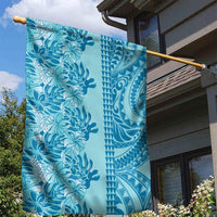 Cyan Hibiscus Monstera Seamless Kakau Hawaii Garden Flag LT14 - Polynesian Pride