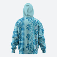 Cyan Hibiscus Monstera Seamless Kakau Hawaii Hoodie LT14 - Polynesian Pride