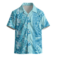 Cyan Hibiscus Monstera Seamless Kakau Hawaii Kid Hawaiian Shirt LT14 - Polynesian Pride