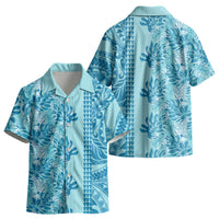 Cyan Hibiscus Monstera Seamless Kakau Hawaii Kid Hawaiian Shirt LT14 - Polynesian Pride