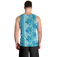 Cyan Hibiscus Monstera Seamless Kakau Hawaii Men Tank Top LT14 - Polynesian Pride