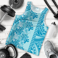 Cyan Hibiscus Monstera Seamless Kakau Hawaii Men Tank Top LT14 - Polynesian Pride