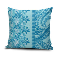 Cyan Hibiscus Monstera Seamless Kakau Hawaii Pillow Cover LT14 Cyan - Polynesian Pride