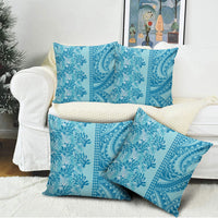 Cyan Hibiscus Monstera Seamless Kakau Hawaii Pillow Cover LT14 - Polynesian Pride