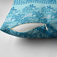 Cyan Hibiscus Monstera Seamless Kakau Hawaii Pillow Cover LT14 - Polynesian Pride