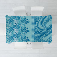 Cyan Hibiscus Monstera Seamless Kakau Hawaii Tablecloth LT14 Cyan - Polynesian Pride