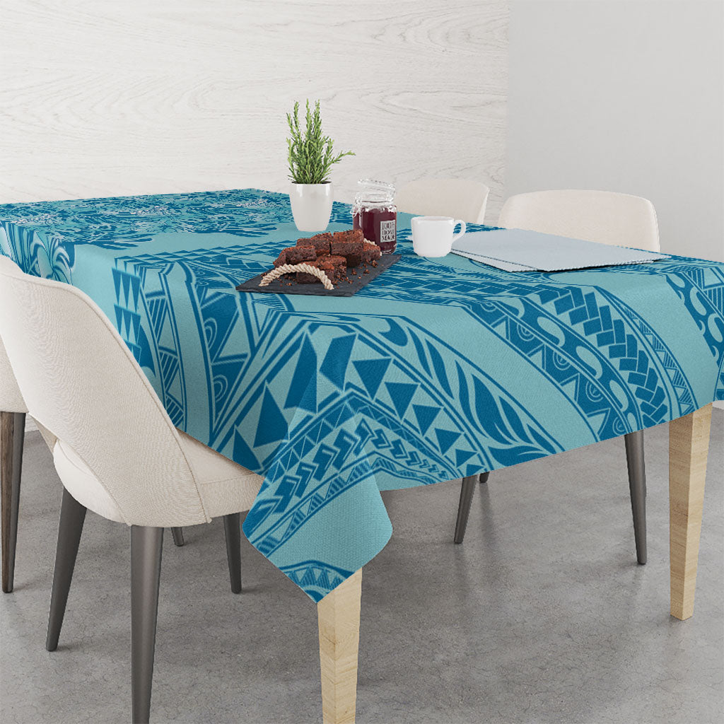 Cyan Hibiscus Monstera Seamless Kakau Hawaii Tablecloth LT14 - Polynesian Pride
