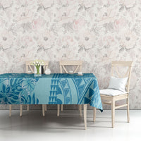 Cyan Hibiscus Monstera Seamless Kakau Hawaii Tablecloth LT14 - Polynesian Pride